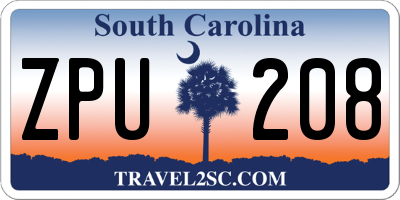 SC license plate ZPU208
