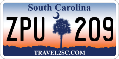 SC license plate ZPU209