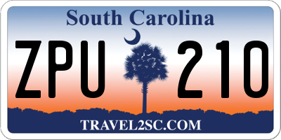 SC license plate ZPU210