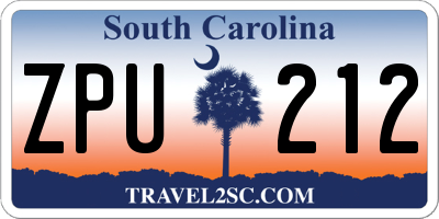 SC license plate ZPU212