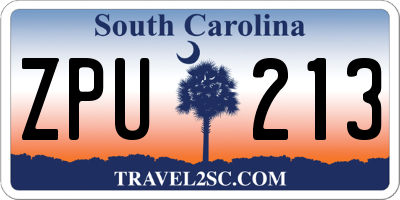 SC license plate ZPU213