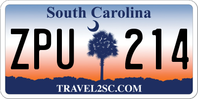 SC license plate ZPU214