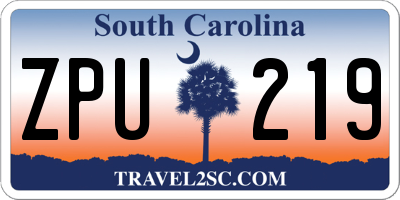 SC license plate ZPU219