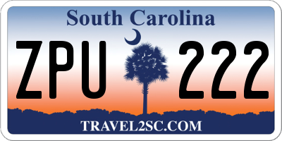 SC license plate ZPU222