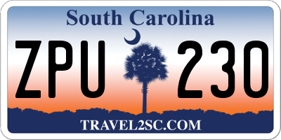 SC license plate ZPU230