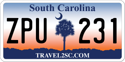SC license plate ZPU231