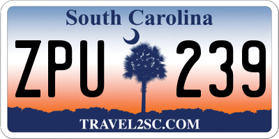 SC license plate ZPU239