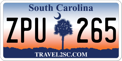 SC license plate ZPU265