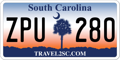 SC license plate ZPU280