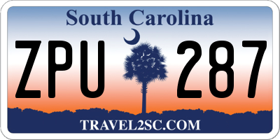 SC license plate ZPU287
