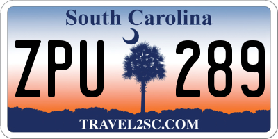 SC license plate ZPU289
