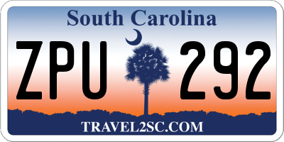 SC license plate ZPU292