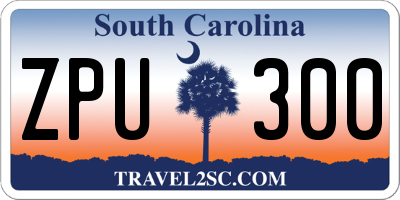 SC license plate ZPU300