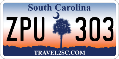 SC license plate ZPU303