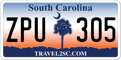 SC license plate ZPU305