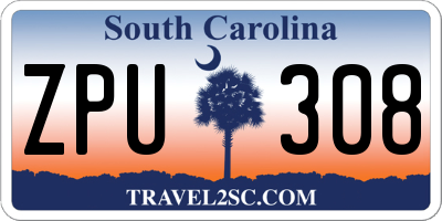 SC license plate ZPU308