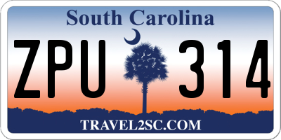 SC license plate ZPU314