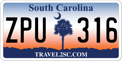 SC license plate ZPU316