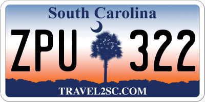 SC license plate ZPU322