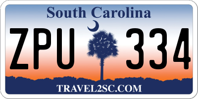 SC license plate ZPU334