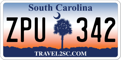 SC license plate ZPU342