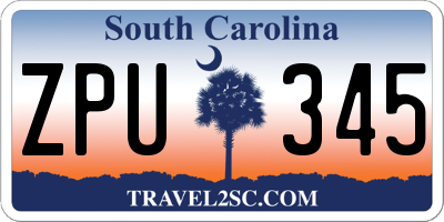 SC license plate ZPU345