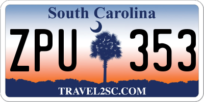 SC license plate ZPU353