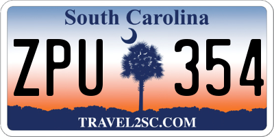 SC license plate ZPU354