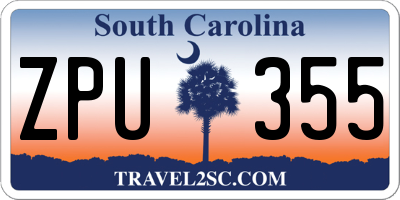 SC license plate ZPU355