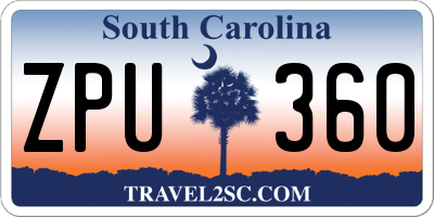 SC license plate ZPU360