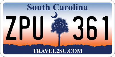 SC license plate ZPU361