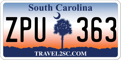 SC license plate ZPU363
