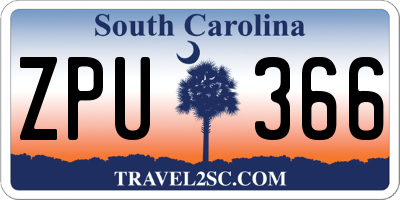SC license plate ZPU366