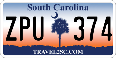 SC license plate ZPU374