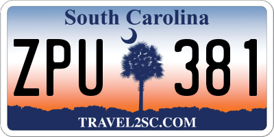 SC license plate ZPU381