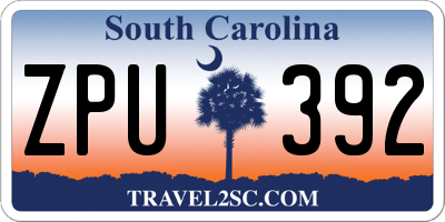 SC license plate ZPU392