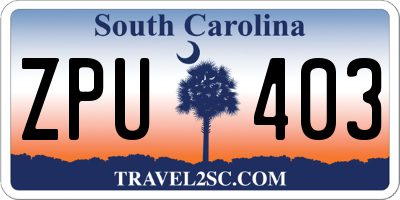 SC license plate ZPU403