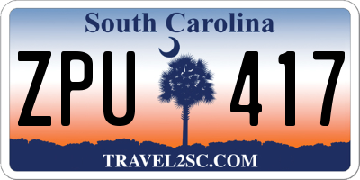 SC license plate ZPU417