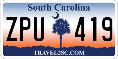 SC license plate ZPU419