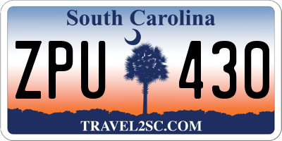 SC license plate ZPU430
