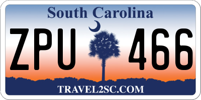 SC license plate ZPU466