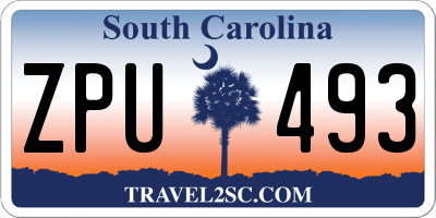 SC license plate ZPU493