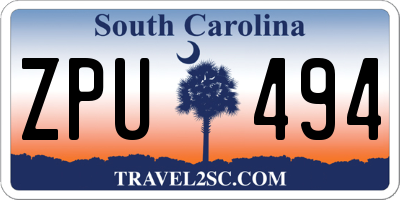 SC license plate ZPU494