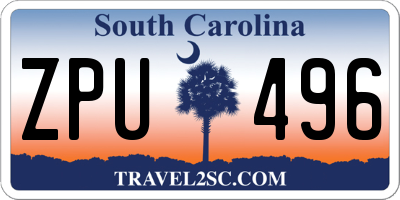 SC license plate ZPU496