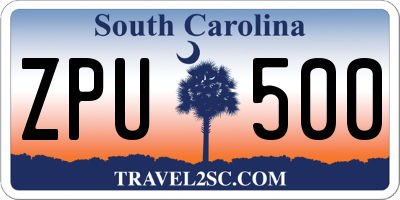 SC license plate ZPU500