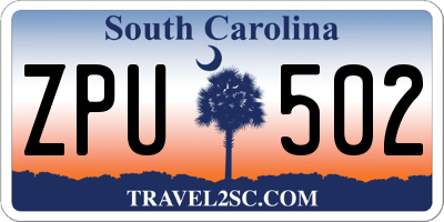 SC license plate ZPU502