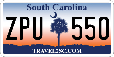 SC license plate ZPU550