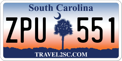 SC license plate ZPU551