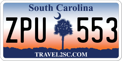 SC license plate ZPU553