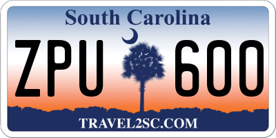 SC license plate ZPU600
